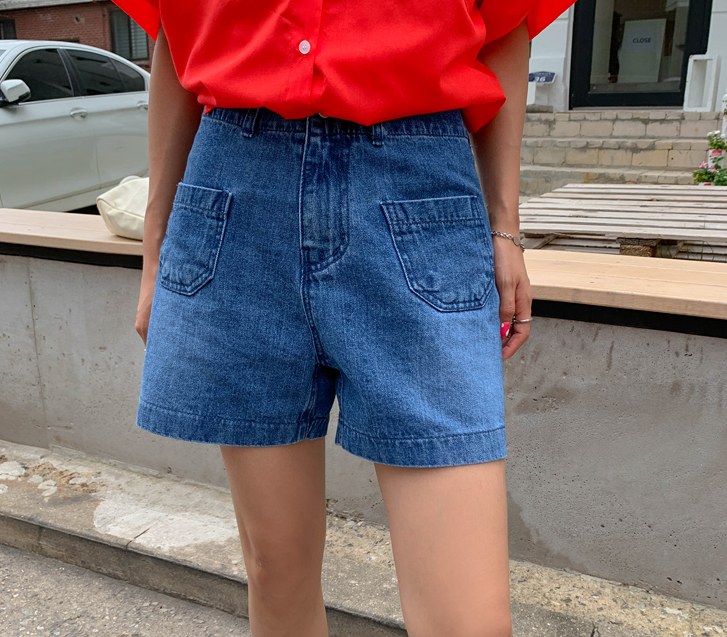 バークポケットデニムショートパンツ