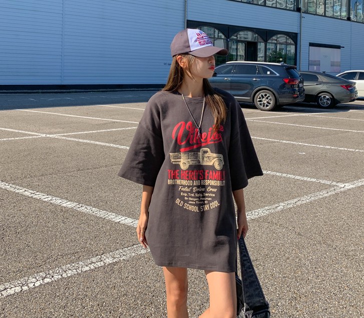 車の汚染ピッチ起毛半そでロングTシャツ