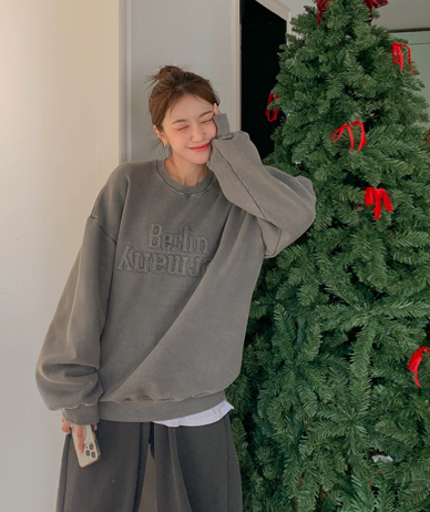 [男女共用]ベルリン刺繍パッチピグメント起毛マンツーマン