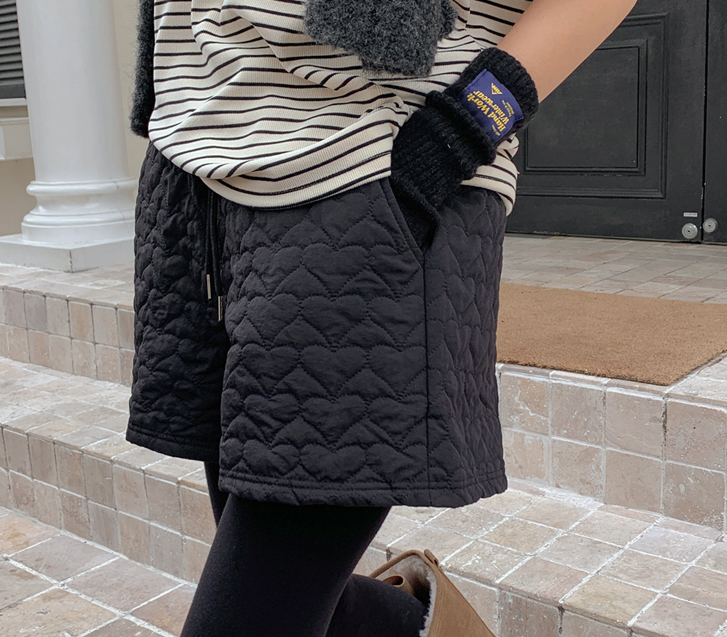 ハートキルティングバディングバンディングハーフパン