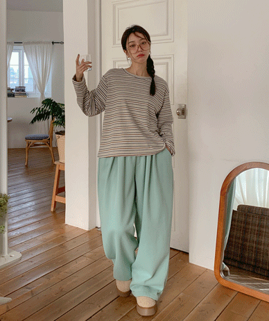 [男女共用]ディープピンタックヤンギモストリングワイドトレーニングパンツ