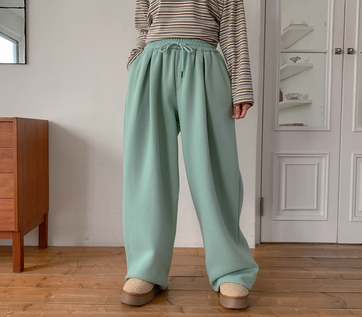 [男女共用]ディープピンタックヤンギモストリングワイドトレーニングパンツ