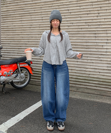 ディス起毛バンディングワイドバルーンフィット排気パンツ