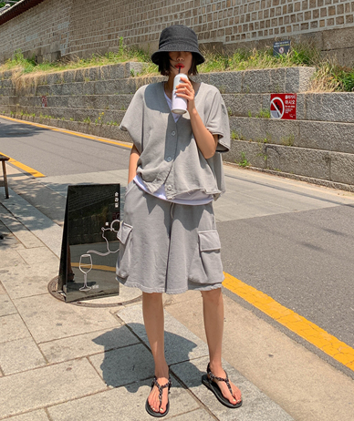 モックピグメントバンディングバミューダパンツ