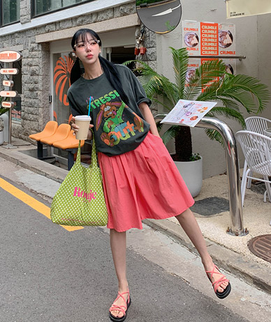 [男女共用]クレイジーラビット捺染ピグメント半そでTシャツ