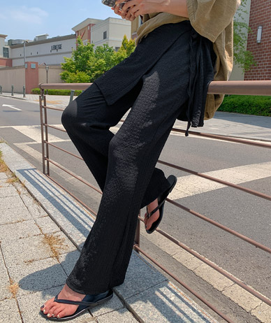 サマーリンクルラップスカートブーツカットパンツセット