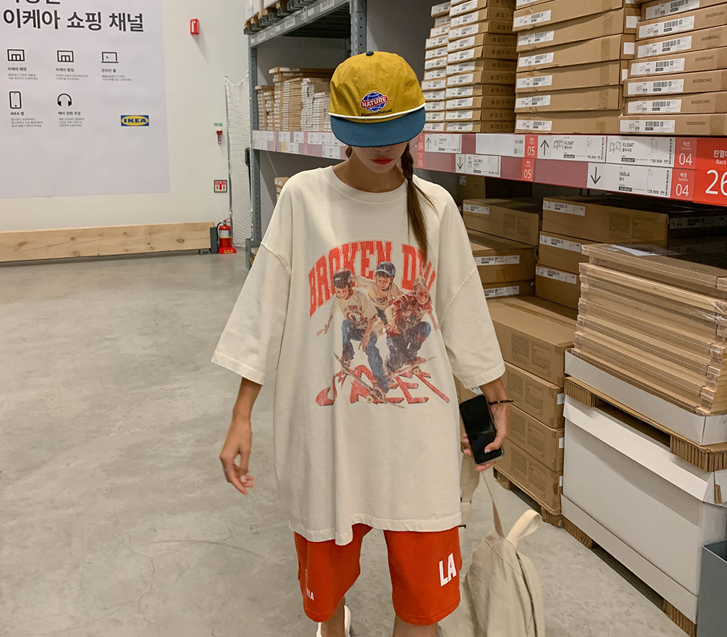 [男女共用]ブロークン・ナギルピグメント半そでロングTシャツ