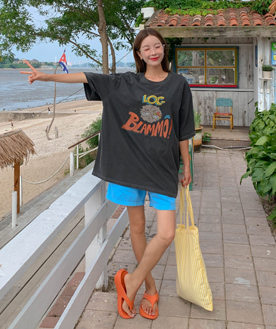 [男女共用]ログナ塩ピグメント半そでロングTシャツ