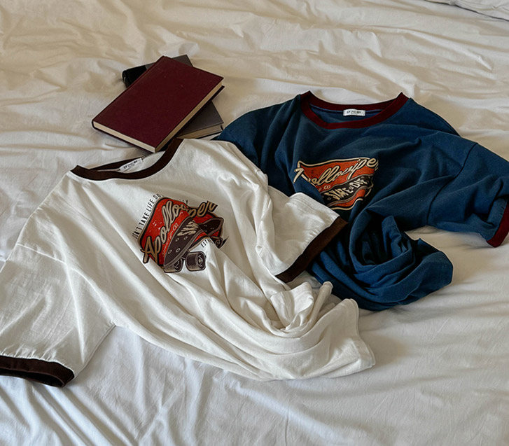 [男女共用]スケートボードナ染色配色半そでTシャツ