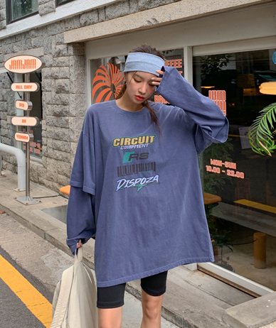 【男女共用】サーキットナ塩ピグメントレイヤード長袖ロングTシャツ