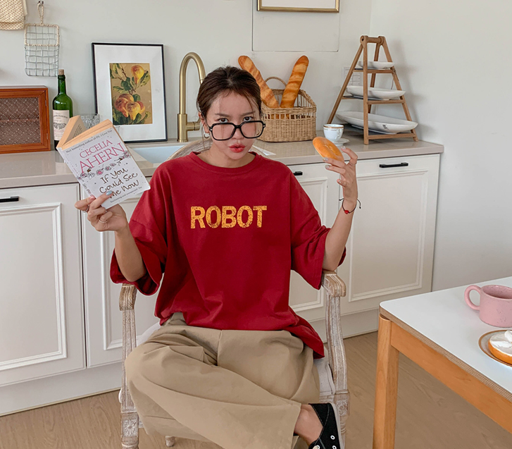 ロボット 汚染 表ピッチ起毛 半そでティーシャツ