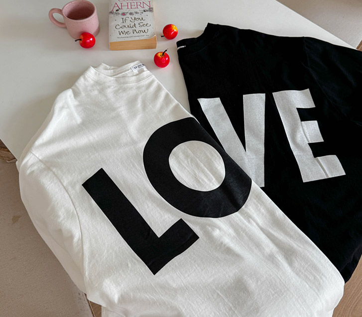 LOVE 汚染 オーバーフィット 7部 ロングTシャツ