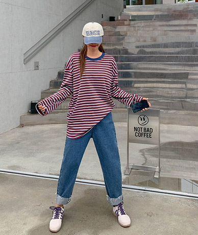 ハニ ダンガラ配色 長袖Tシャツ