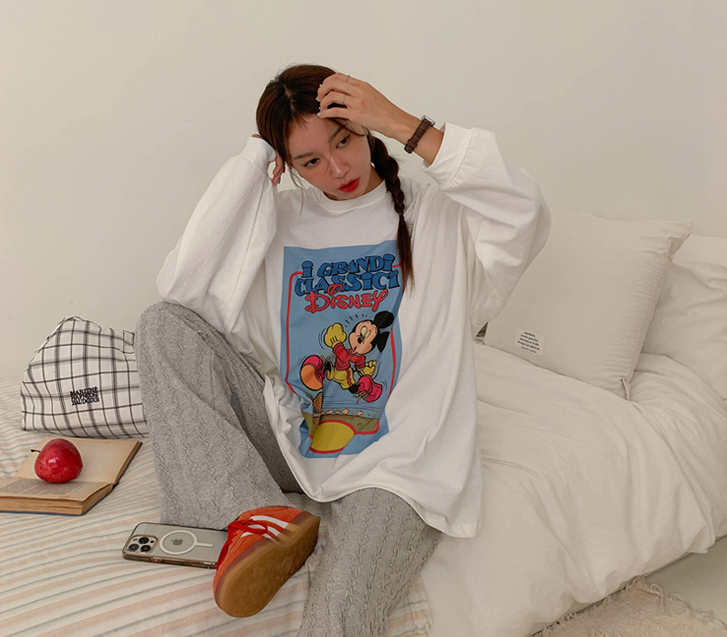 クラシックミッキーナヨン長袖ロングTシャツ