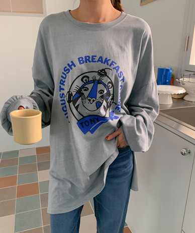 トニーナ塩ピグメントトゥーム長袖ロングTシャツ