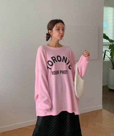 トロントレタリング 表側 長袖 ロングTシャツ