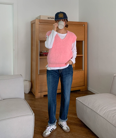 ベラル起毛デニムバンディング排気パンツ