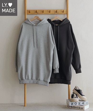 ムネサイドポケット起毛ロングフードワンピース