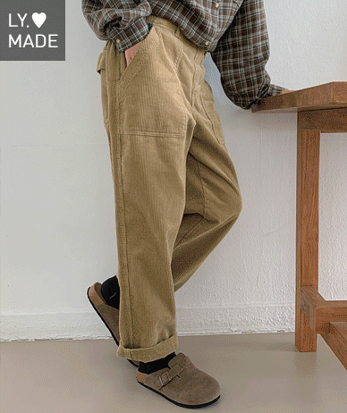 シリコンウォッシングコーデュロイポケットバンディング排気パンツ