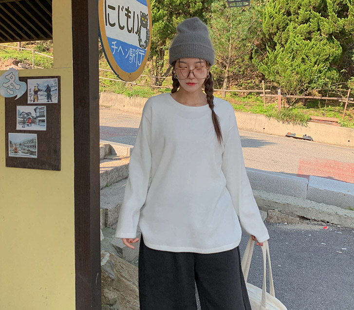 デュアアウター 長袖ニットティーシャツ