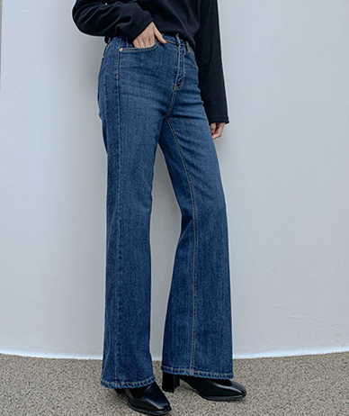 チェンス起毛デニム切開バンディングブーツカットパンツ