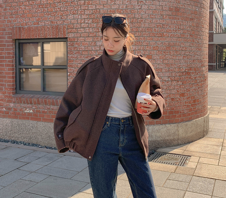 エクサーハイネックキルティングブルージョンジャンパ