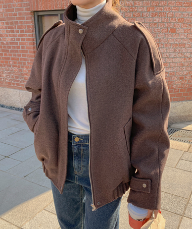 エクサーハイネックキルティングブルージョンジャンパ