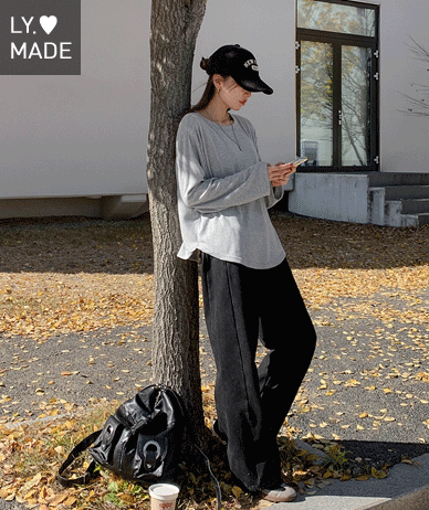 ミツヤンギモラウンド裾ベーシック長袖Tシャツ