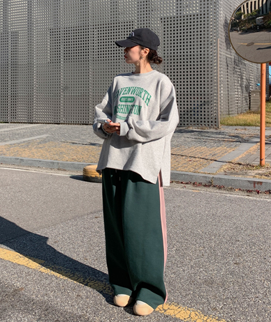 ワシントン捺染起毛トゥーム長袖ロングTシャツ