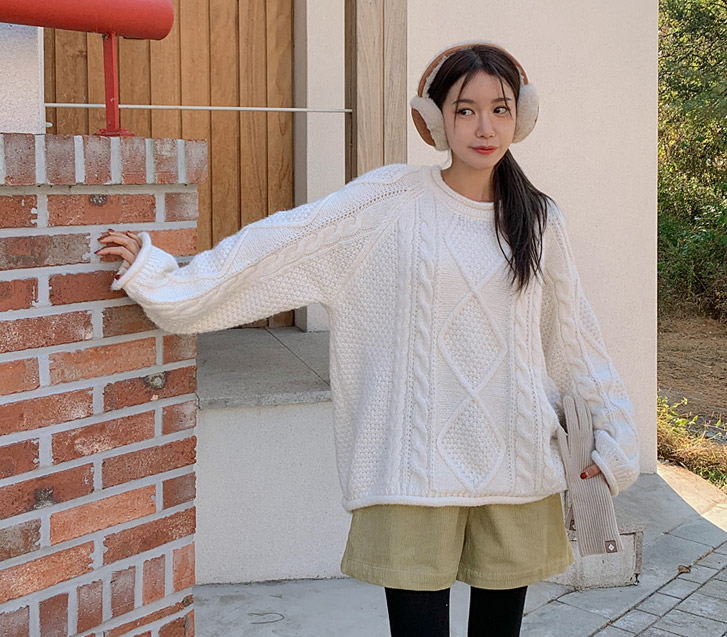 アンタックケーブルクルーラーウールニット