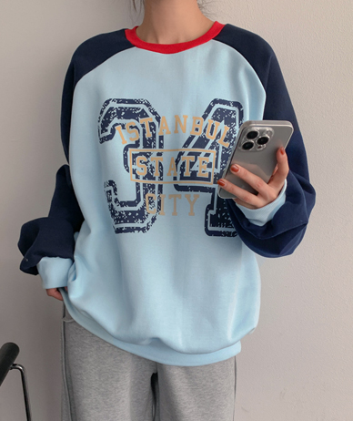 スリポナ染色配色ラグラン起毛トレーナー