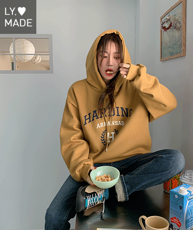 H 月桂樹 プリンティング 起毛 フードティーシャツ