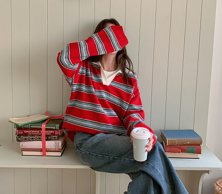 モスカラー配色 ダンガラニット