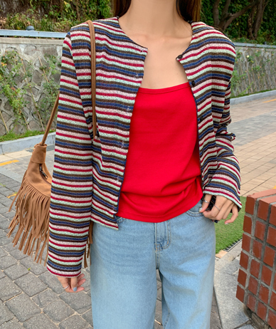 チュチュ配色ニットカーディガン