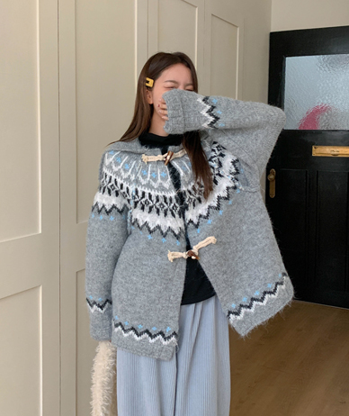 モリーノルディックトッポッキカラーニットカーディガン