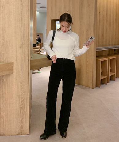 オニッツコーデュロイ起毛バンディングブーツカットパンツ