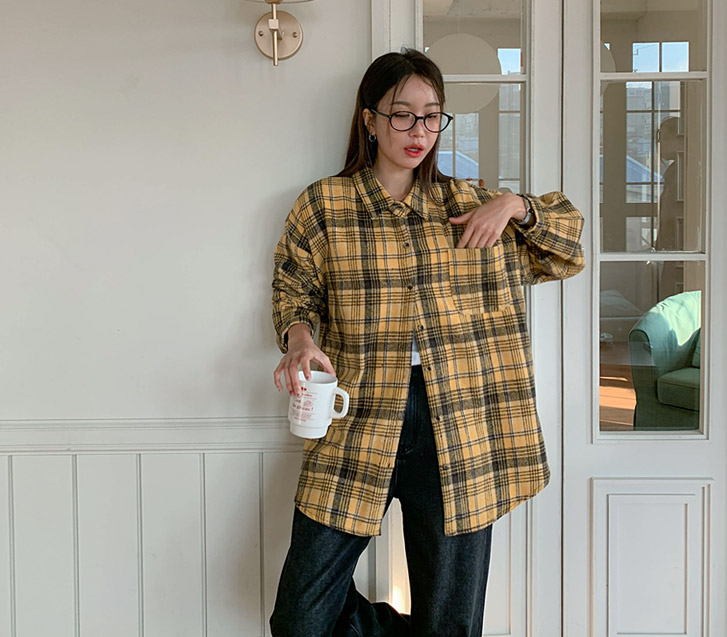 マイムチェック 外装 オーバーフィットシャツ