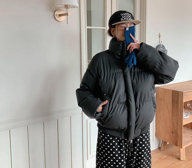 [男女共用]プーニレザーハイネックウォーロンバディングジャンパ