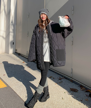 [男女共用]羽根波キルティングロングパディング