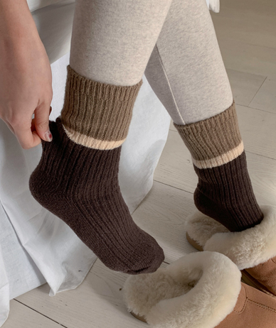 ラパン配色ソックスソックス