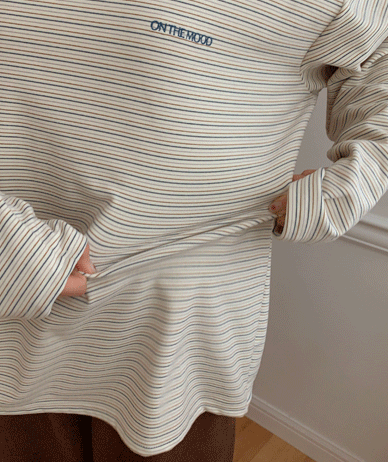 ムード刺繍ダンガラピッチ起毛長袖ティーシャツ