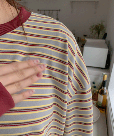 ベロダンガラ配色ピッチ起毛長袖ティーシャツ