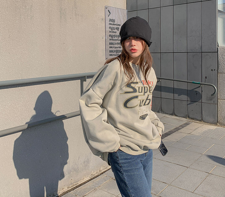 [男女共用]東京ナヘム起毛ピグメントロングトレーナー