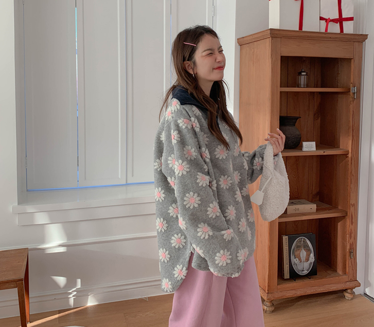 フラワー配色ダンブルフリース反集業