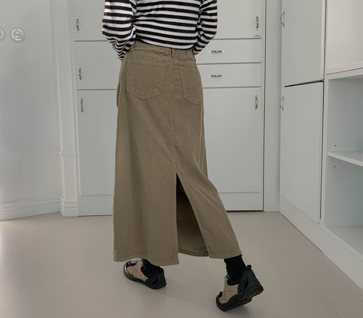 コミコーデュロイトイムバンディングロングスカート