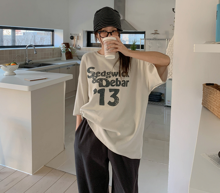 13 ナソムピッチ起毛 半そで ロングTシャツ