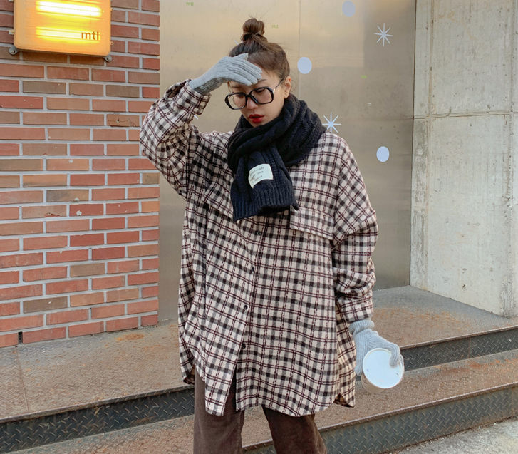 リバービック表側チェック ロングシャツ シャツ