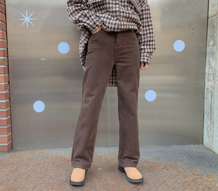 ウィリー起毛コーデュロイ日付フィットバンディングパンツ