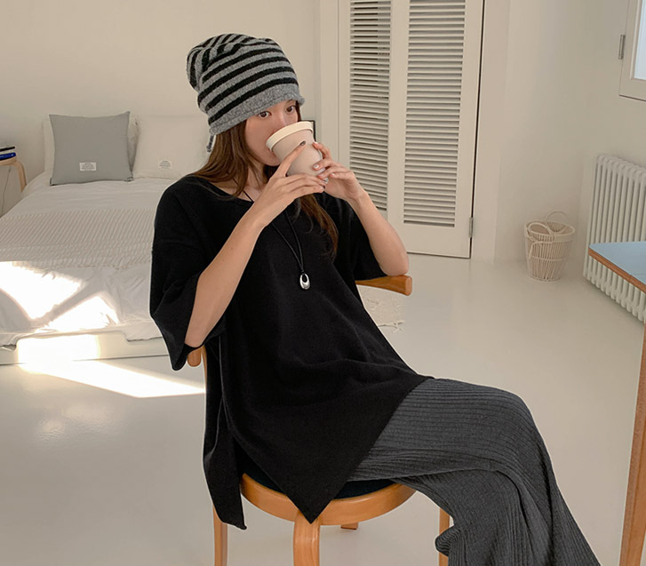 ファインド 表地毛 ユネック オーバーフィット 半そでTシャツ