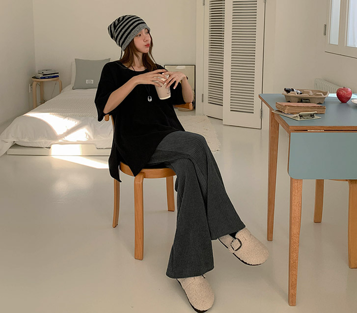 レオールコーデュロイバンディングブーツカットパンツ